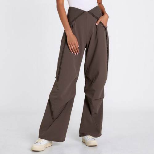 High waisted work pants for women with a drooping