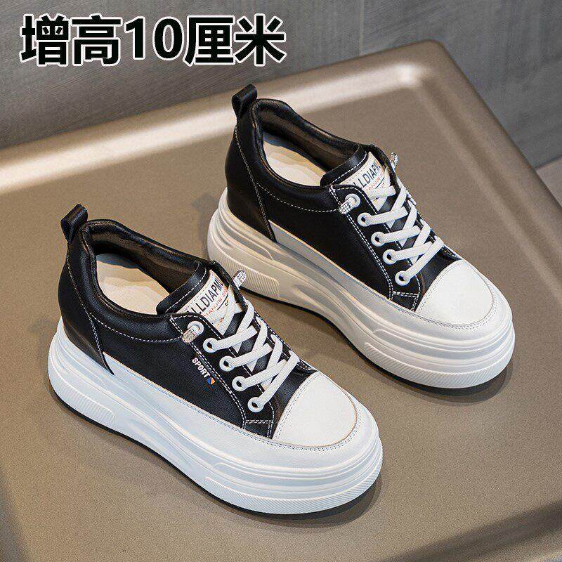 香港小个子内增高小白鞋女隐形增高10厘米小码厚底板鞋休闲 运动