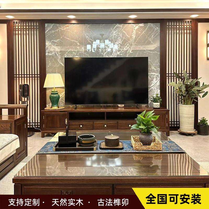 中式隔新断实木花格客厅镂古空电视背景墙装饰边框彷窗门木BJQ002
