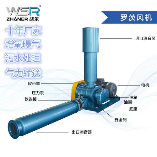 三叶罗茨鼓风机WSR175A 风量压力内部防腐镀镍自配电机30KW战尔