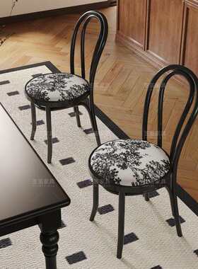 ZRCY2098中古风实木餐椅家用设计师款靠背书桌椅现代黑色椅法式复