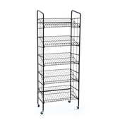 铁线面包架饰面零食薯片落地移动旋转饰品架圆形挂蓝铁丝网小货架