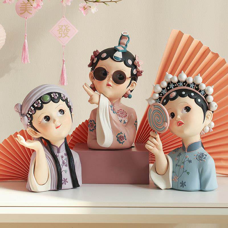 创意轻奢京剧女孩艺术品摆件客厅电视柜家居高级感开业礼物装饰品