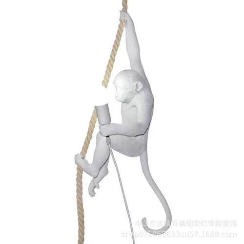 麻绳猴子吊灯工业风餐厅咖啡厅酒吧灯具北欧树脂灯饰造型餐厅吊灯