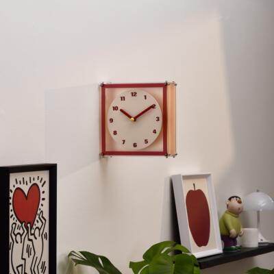 家用创意双面挂钟方形墙转角时钟客厅拐角钟表挂墙2026新款高级感