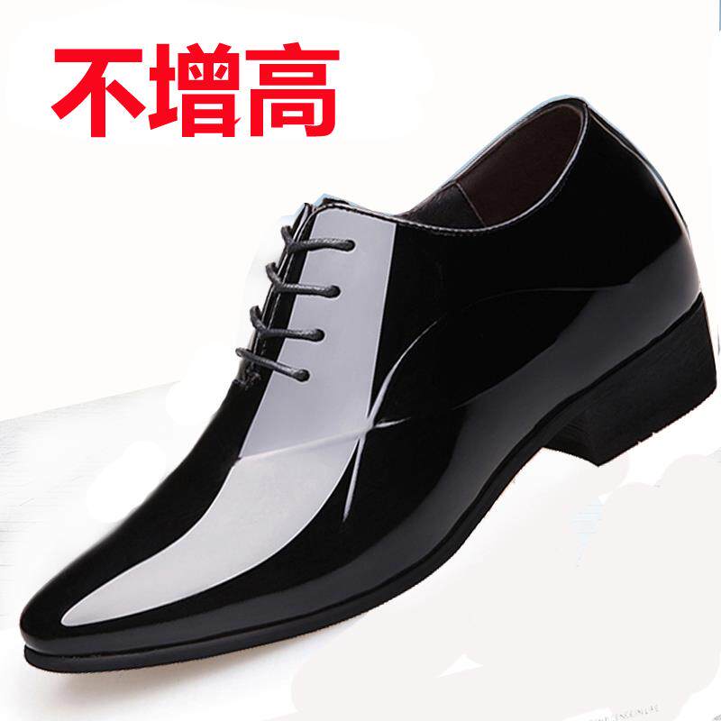 正品端人头男鞋夏老季透男士内增高皮鞋6c气m真皮高正装亮皮结婚