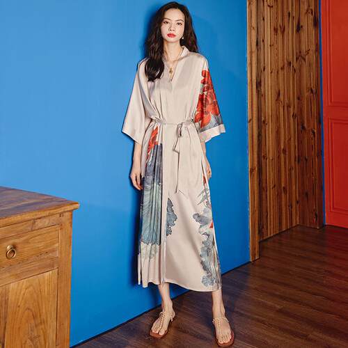 Satin sleepwear women's plus size ice silk nightgown