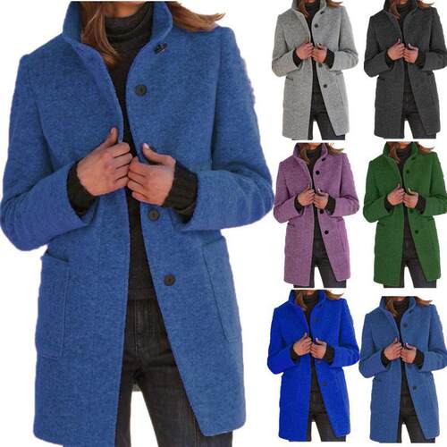 Women's standing collar woolen coat 女装立领毛呢外套