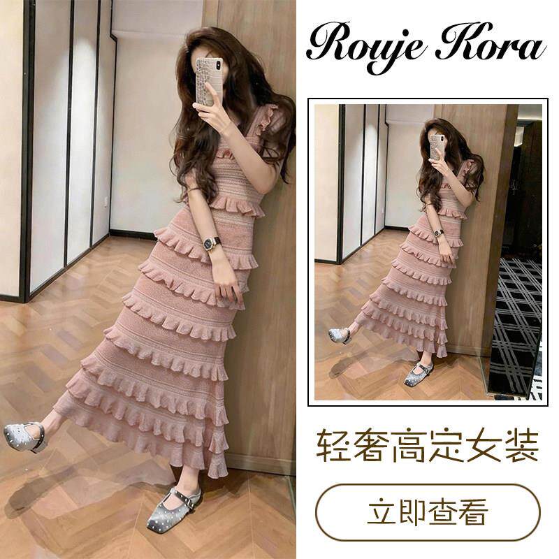 Rouje Kora法式背心吊带蛋糕裙女夏季收腰无袖连衣裙甜美日常长裙