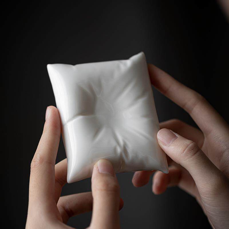 陶瓷《高枕无忧》盖置创意功夫茶具茶道配件盖托茶漏托置物架