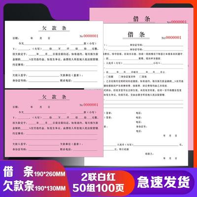 二联借款借钱凭证无碳复写纸可盖章记账凭证员工借支单法律认可