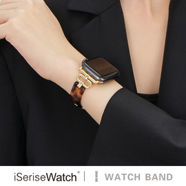 iserisewatch适用于apple watchs8表带金属链式iwatchs7/9苹果手表se创意树脂表带透气小众41/45mm夏天女