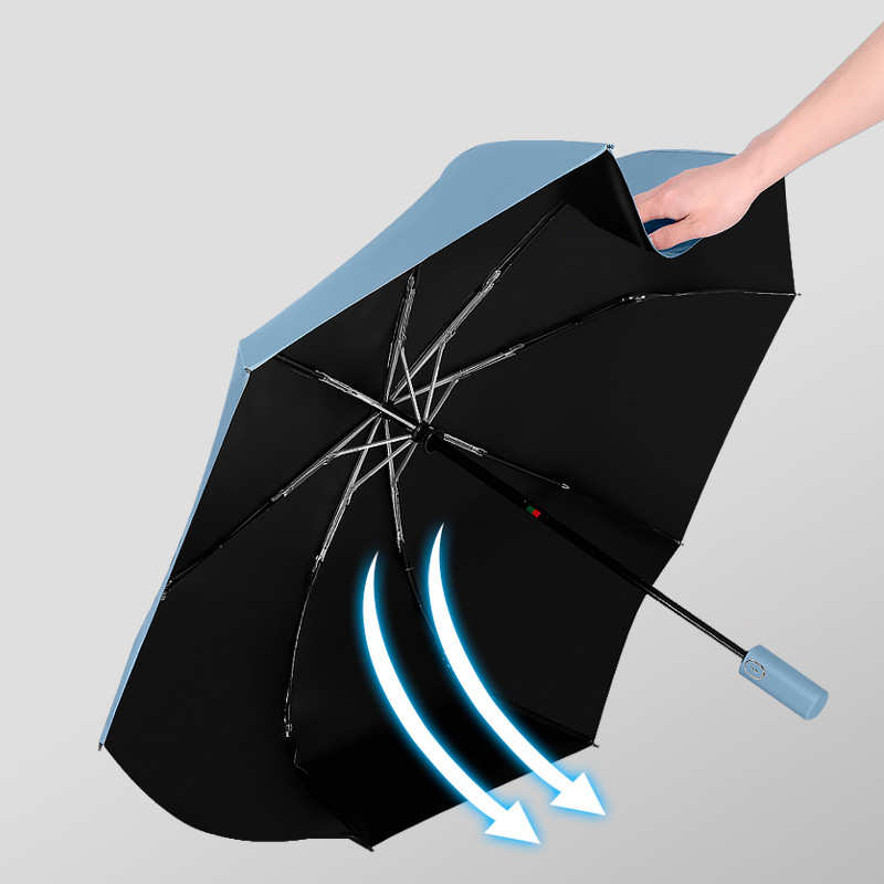 三折节节收安全式自动开收黑胶晴雨折叠伞防晒学生