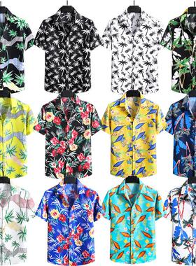 Men's Short sleeved Shirt Large Print Summer Beach Short