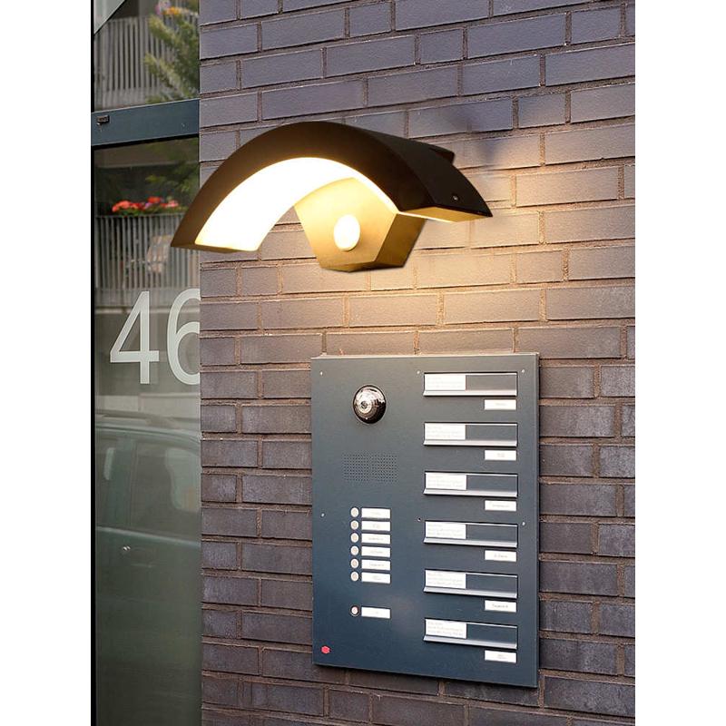 人体感应月亮壁灯户外防水外墙led大门阳台楼梯感应过道灯庭院灯