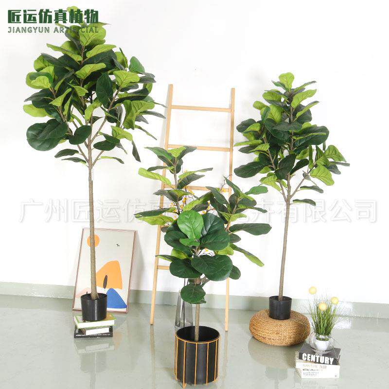 仿真琴叶榕盆栽人造树欧美盆景假植物 北欧风琴叶榕造景仿真植物