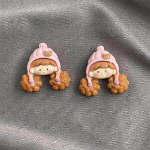 Mini Scrapboo 5pcs Series Kawaii Flatback Figures Girl Resin