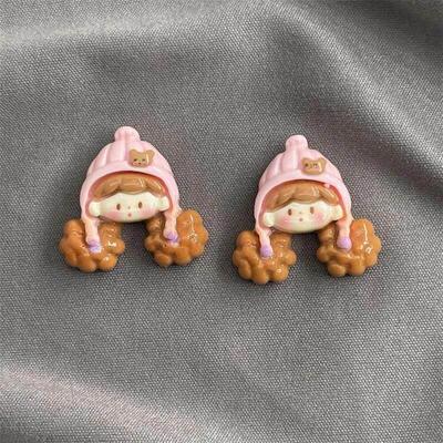 5pcs Girl Series Mini Resin Figures Kawaii Flatback Scrapboo