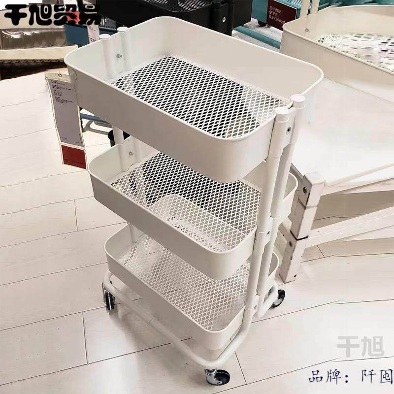 厨房置物架卧室落地式多层隔板可移动小推车床头家用简易储物架子