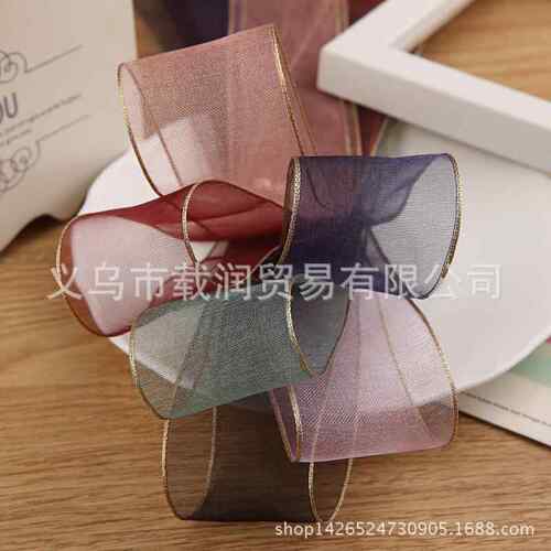 金边雪纺纱织带手工diy蝴蝶结发饰服装鞋花辅料礼盒鲜花装饰丝带