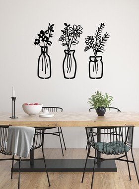 热销墙壁装饰背景铁艺画新款金属花瓶壁挂墙饰卧室客厅家居