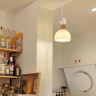 原木风小鸟餐厅吊灯创意简约实木吧台走廊过道飘窗吊线灯casa 日式