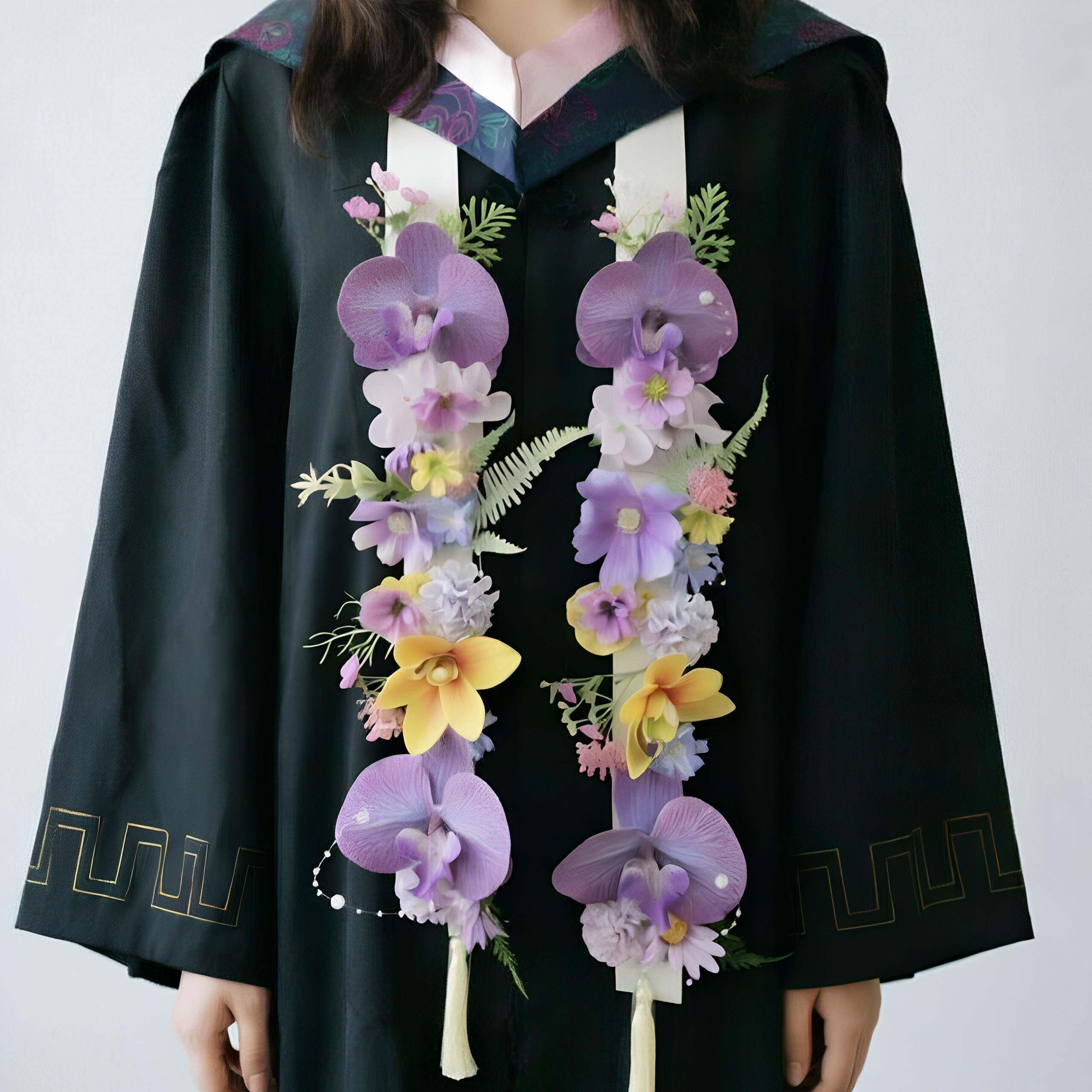 毕业季学士服肩花创意学位服手工鲜花绸缎披肩拍照氛围感出片道具