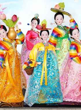 韩国朝鲜娃娃人偶人形绢人娃娃料理酒店婚庆工艺装饰品摆件民俗