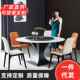 TJHDDT61现简约岩H板代餐小桌圆形户型家用餐桌带转盘圆桌碳TJHDD