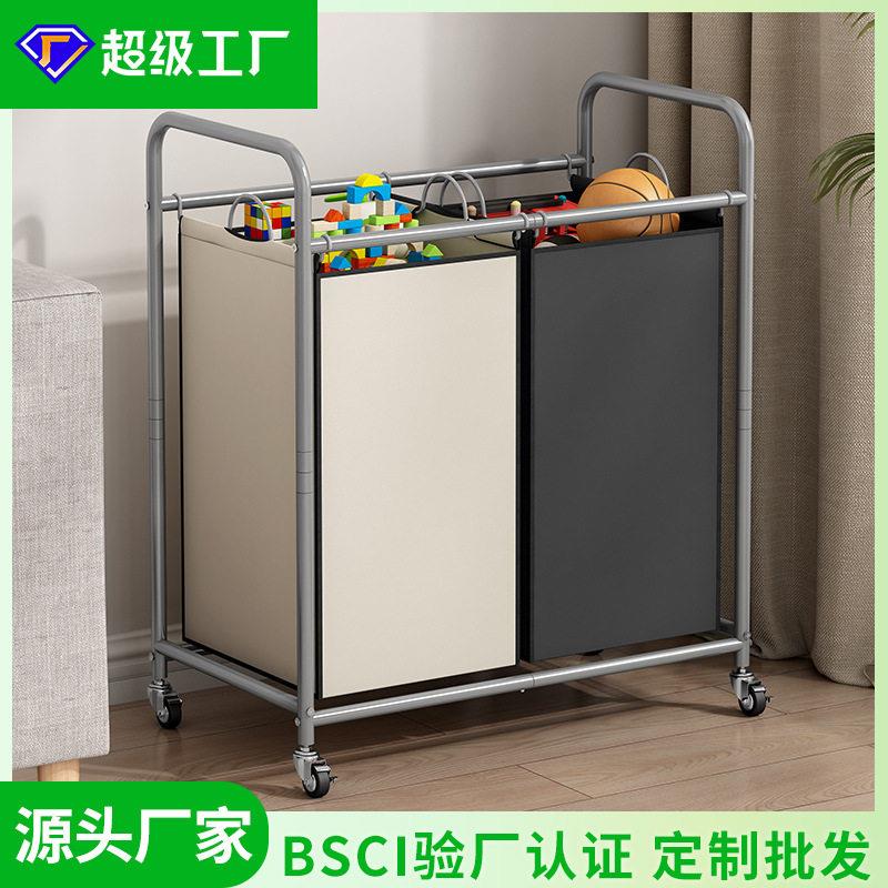 跨境热销加工定制可移动家用浴室客厅置物架衣服杂物牛津布脏衣篮