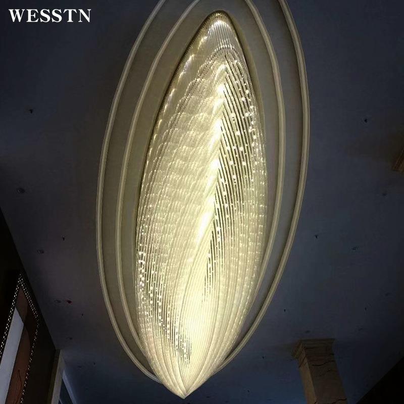 椭圆形吸顶灯豪华客厅led高档大厅椭圆形灯酒店工程水晶吊灯