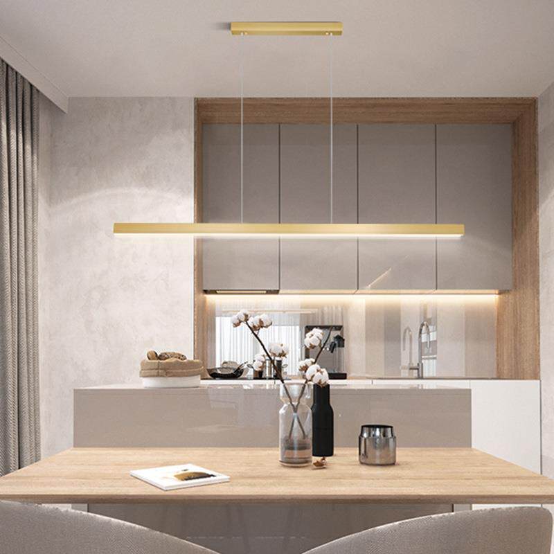 全铜轻奢餐厅灯简约现代吧台灯创意个性线条led灯具家用房间吊灯