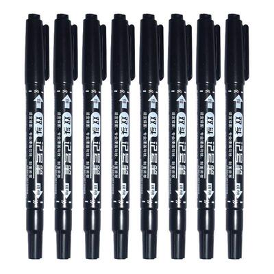 Dual-tip black oil-based pen, waterproof and durable, suitab