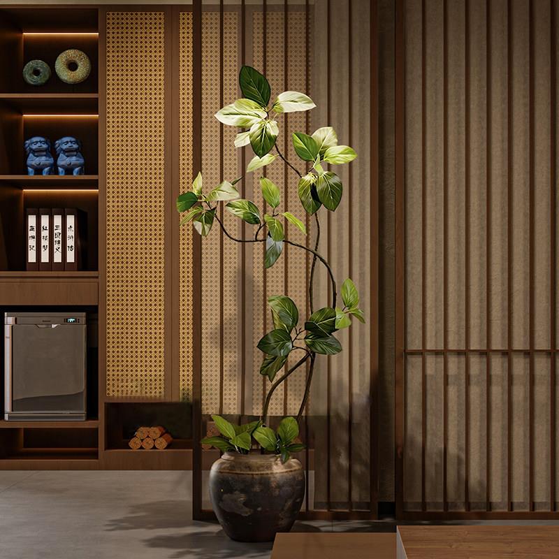 彷真绿色植物室内彷生植物孟加拉榕侘寂中古假树高端轻奢落地盆栽