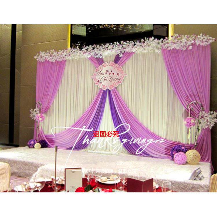 2019新款婚庆舞台背景布幔婚礼迎宾区道具布置留影区帷幔背景纱幔