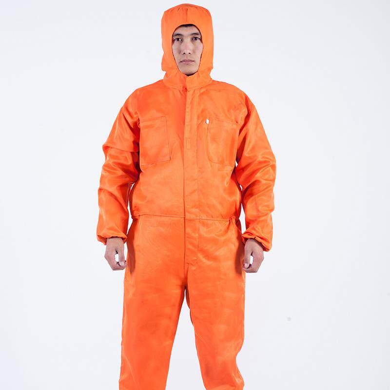 高档薄款连体长带帽工作服防尘服防粉透气款劳保服全身磨开槽尘打