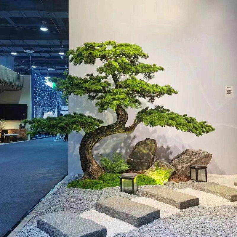 大型彷真松树迎客松假树新中式松树黑松树室内枯山水造景绿植摆件