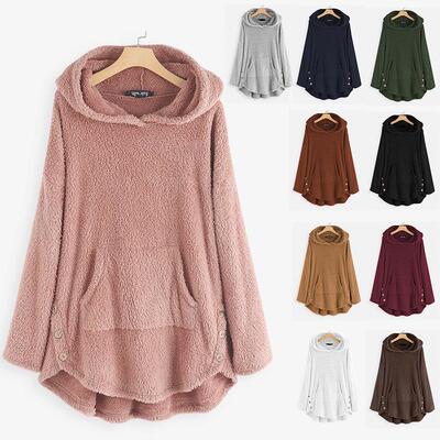 Hooded pullover long sleeved double-sided velvet mid