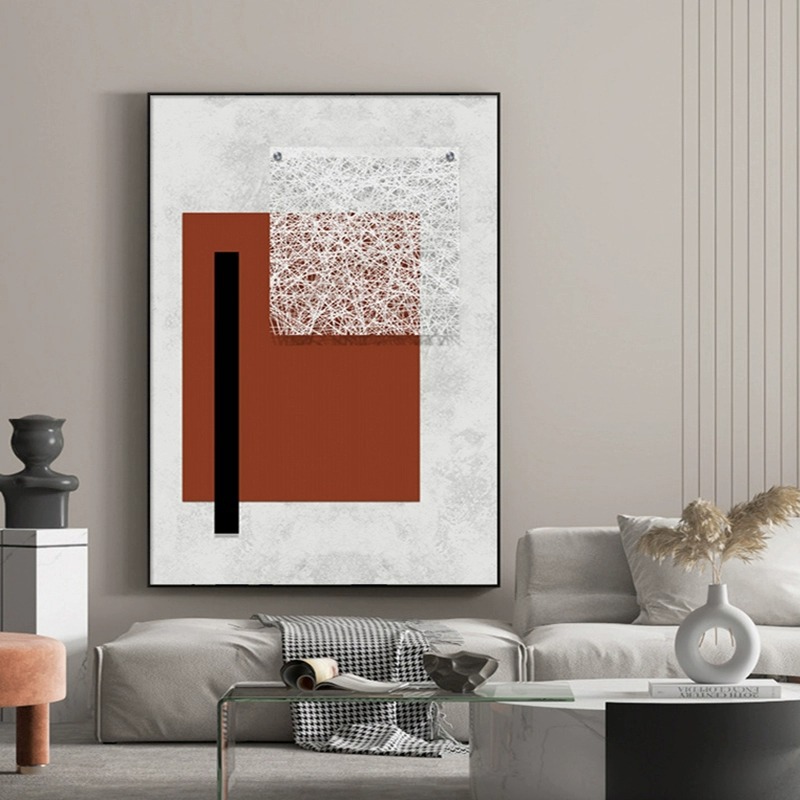 几何图形色块抽象装饰画现代简约客厅沙发背景墙壁画高级感意式风图片