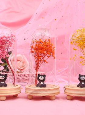 大号创意卡通动物永生花摆件 满天星花束摆件 创意礼品厂家销星灯