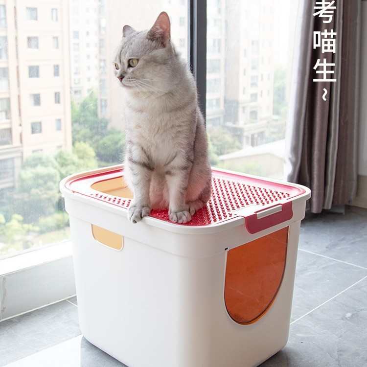 厂家供应全封闭猫砂盆防外溅大号顶入式猫砂盆猫厕所防臭猫咪用品