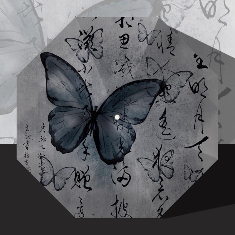 中式蝴蝶雨伞清凉轻骑全自动折叠防晒遮阳伞晴雨两用女遮阳伞可携