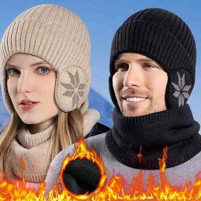 2024 Winter Earmuff Cap Men Warm Thickened Knitting Wool Bea