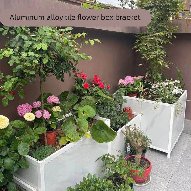 铝合金花箱瓷砖花箱市政园林道路护栏花架花坛阳台种菜箱