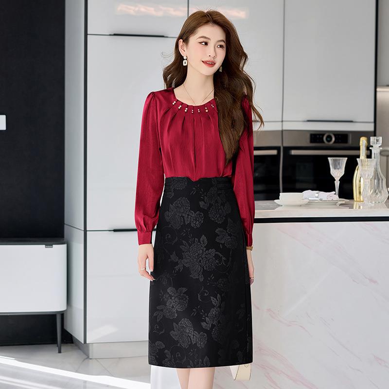 时尚休闲套装202春季新款女装时尚质衬5衫半裙件套裙HR96HR963-6-