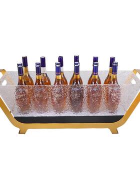 酒吧夜店KT香船桶V冰块桶彩光亚槟克WZ-BT2力铁框船型冰创意LED发