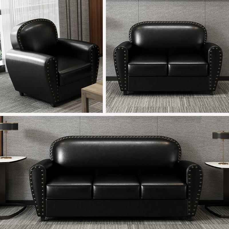 需定制小户型办公室商用沙发休闲黑色单双人三人直排休息区接待会