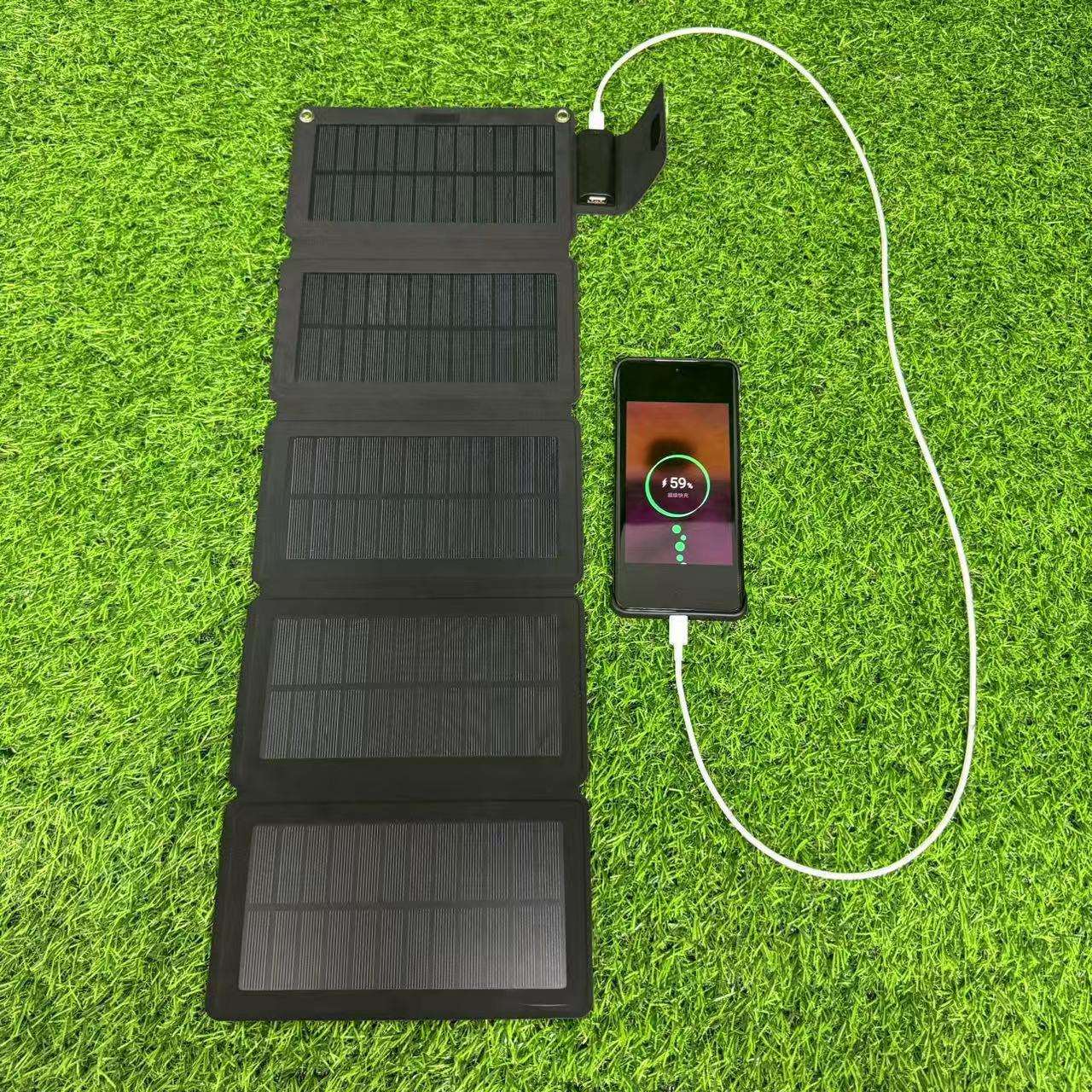 一体成型15W太阳能发电板手机稳压器快充户外太阳能板折叠充电器