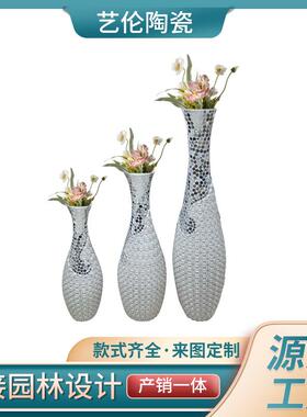 创意小口径长颈玻璃钢落地大花瓶酒店商场乔迁花插花器艺术摆件