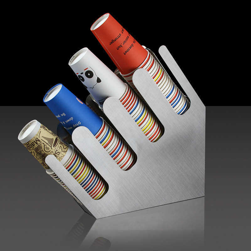 啡象牌品先果纳不锈钢斜四格奶茶纸杯架 不锈钢杯子置物架 咖啡店